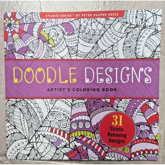 Studio Series Doodle Designs Coloring Book 31 Stress Relieving Relaxation 2015 - Picture 1 of 5